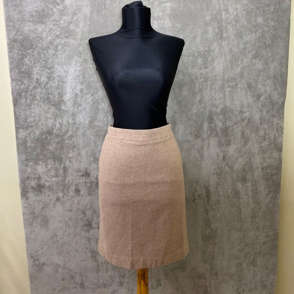 J. Crew The Pencil Skirt Beige Wool Blend  Size 6 Career Office minimalist Lined